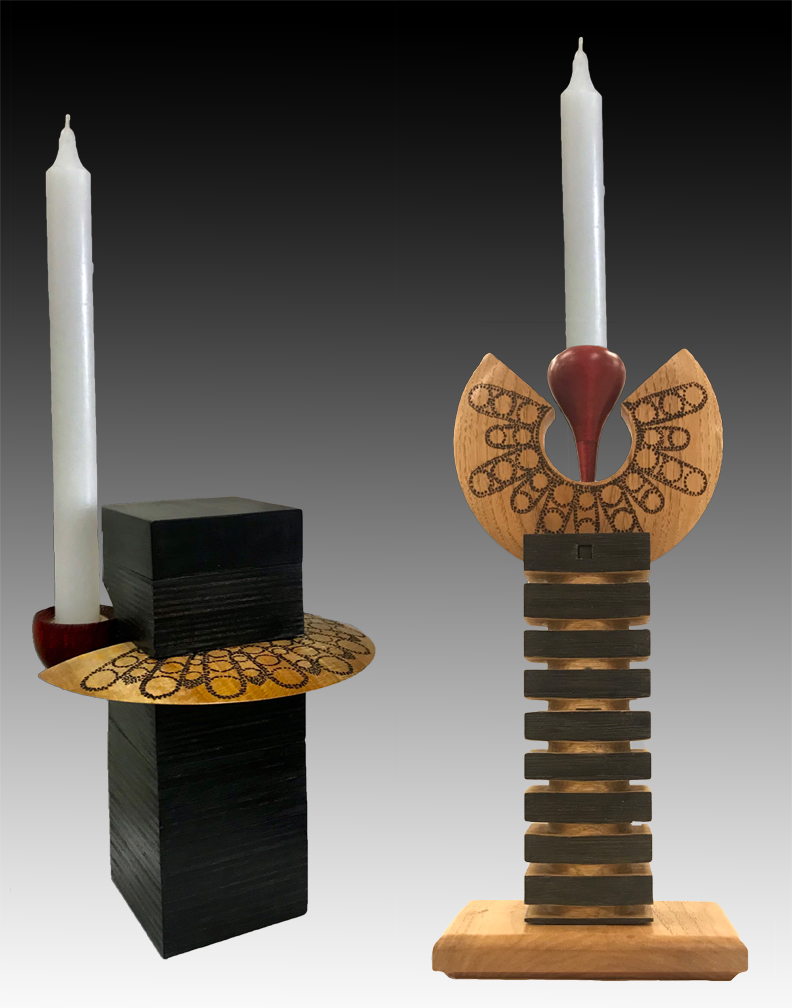 two sculptures as tributes to Ruth Bader Ginsberg. They include a representation of her "I disent" collar, the supreme court and a flame holder
